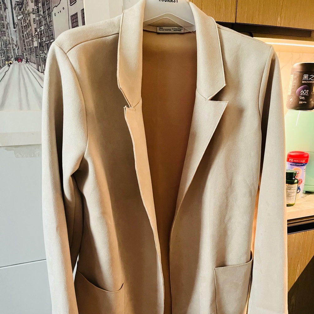 Faux suede blazer in beige